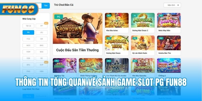 Sảnh Nổ Hũ PG Slots Fun88 Có Tỷ Lệ Thắng Cực Cao Thông tin tổng quan về sảnh game slot Fun88